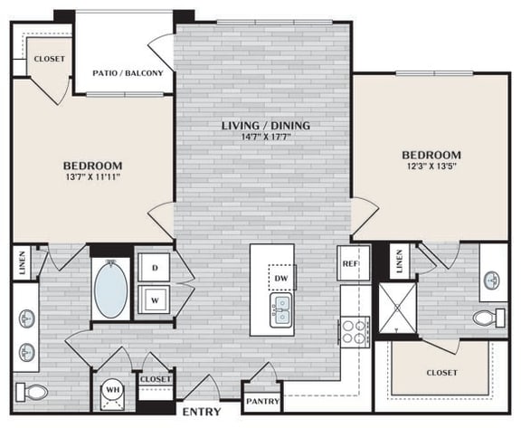 a floor plan of a house with a brick wall