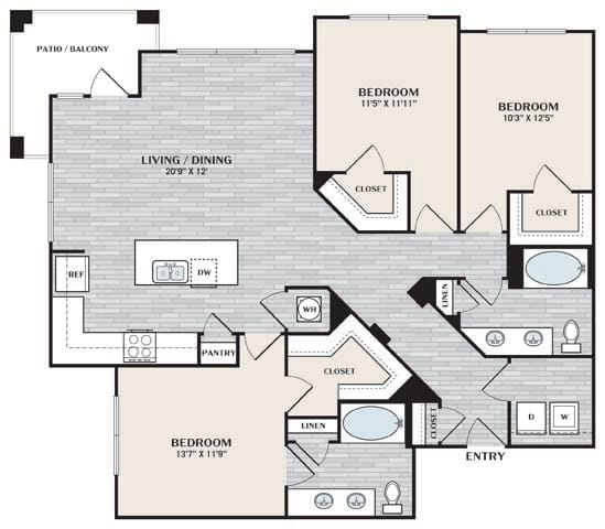 a floor plan of a room with a checkered floor