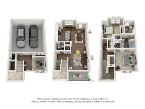 3 bedroom floor plan  the residences at sawmill park apartments