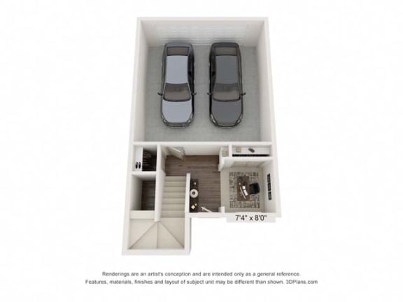 a car is parked in a small box