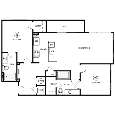 a floor plan of a bedroom floor plan with bedrooms and a living room