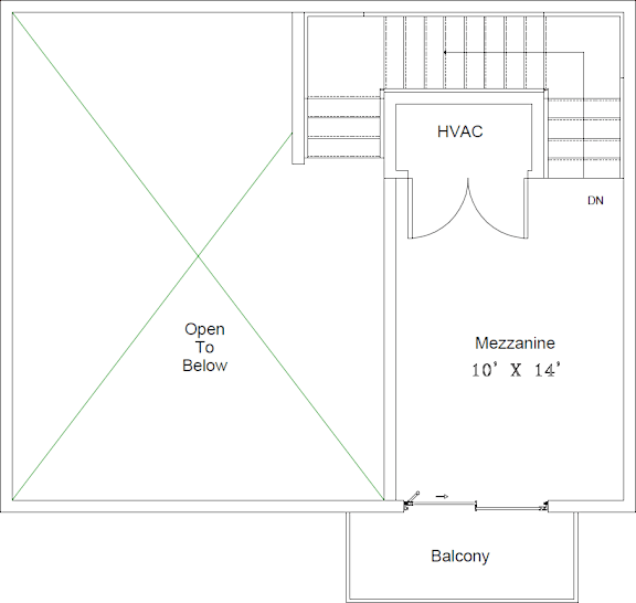 A drawing shows a HVAC system with a Mezzanine and a Balcony.