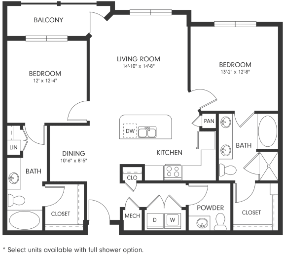 B4 2D Floor Plan Two-Bedroom Floor Plan B4 | Axis Hamilton partments
