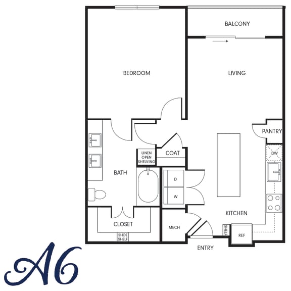 Floor Plan  One-Bedroom (A6)