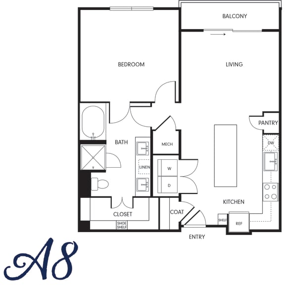 Floor Plan  One-Bedroom (A8)