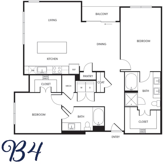 Floor Plan  Two-Bedroom (B4)