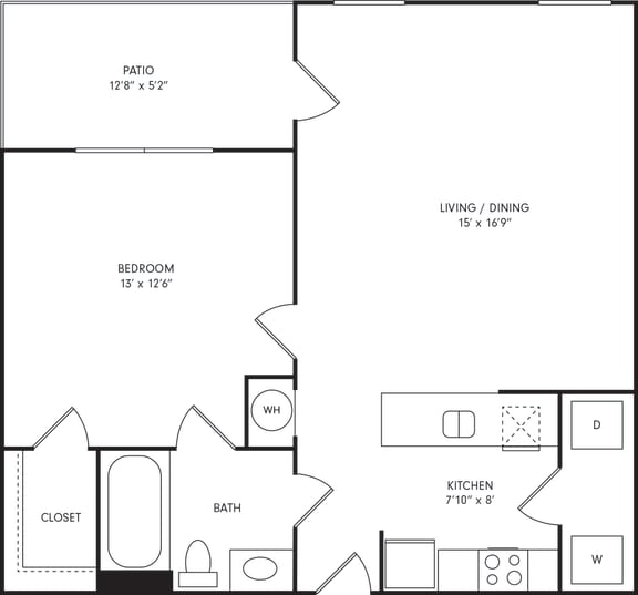 Floor Plan  One-Bedroom Floor Plan A1L | Sovereign Overland Park Apartments