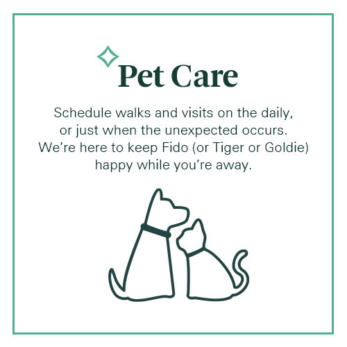 a line drawing of two cats and a quote about pet care
