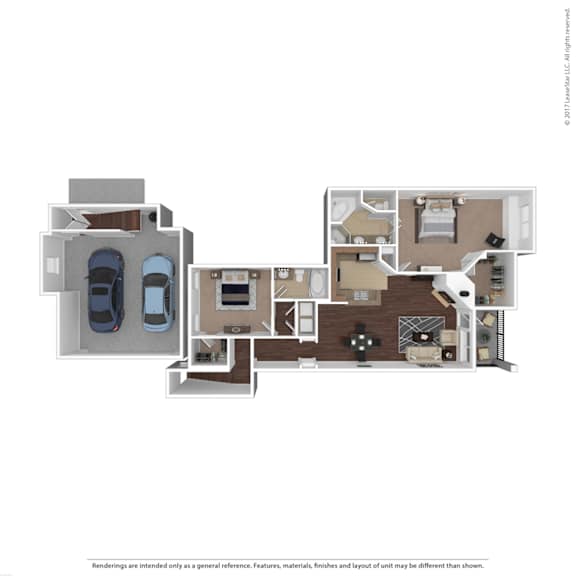 A floor plan of a house with a garage and a living room.