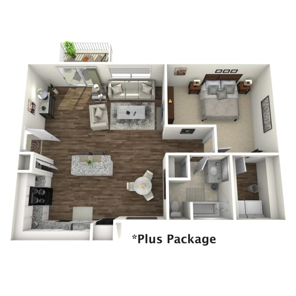 a stylized floor plan of a 2100 sq ft apartment