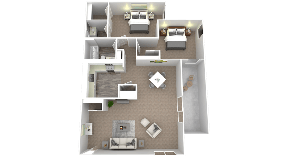a floor plan of a two bedroom apartment