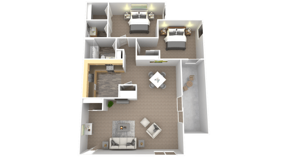 a floor plan of a two bedroom apartment