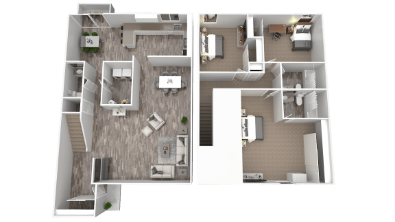 a floor plan of two bedroom apartment with two bathrooms and a balcony