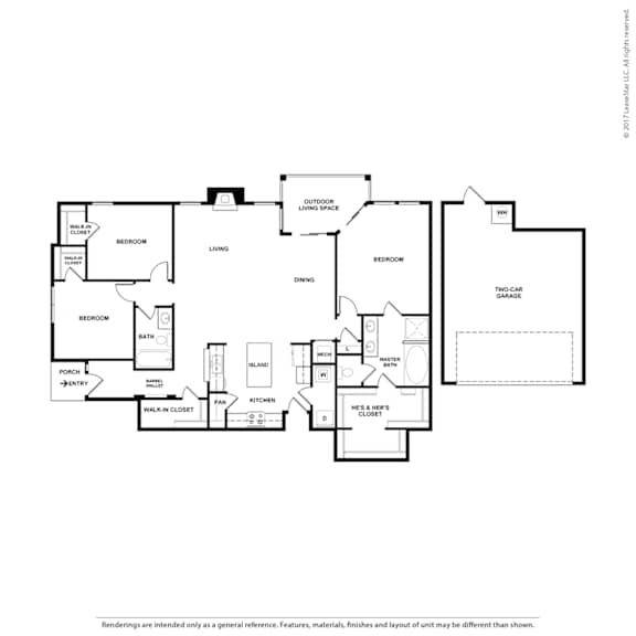 A black and white floor plan of a two-story house with a garage.