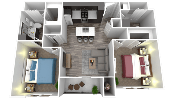 Floor Plan  a floor plan of a one bedroom apartment with a bathroom and a bedroom with a bed and