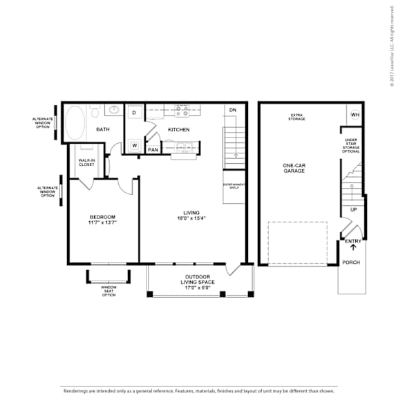 A floor plan of a house with a living room, kitchen, and bathroom.