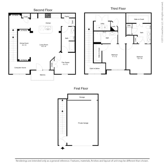 2 Bed 1.5 Bath Floorplan at Vine + Vail Townhomes and Apartments, Texas, 76051