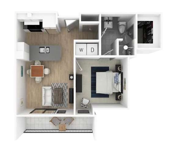 Floor Plan  1 bed 1 bath at Everra Midtown Park Apartments, Texas, 75231