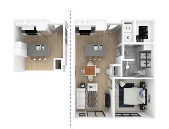 Floor Plan  1 bed 1 bath D at Everra Midtown Park Apartments, Dallas, Texas