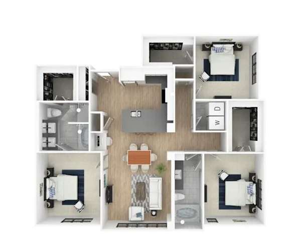 Floor Plan  3 bed 2 bath at Everra Midtown Park Apartments, Dallas, Texas