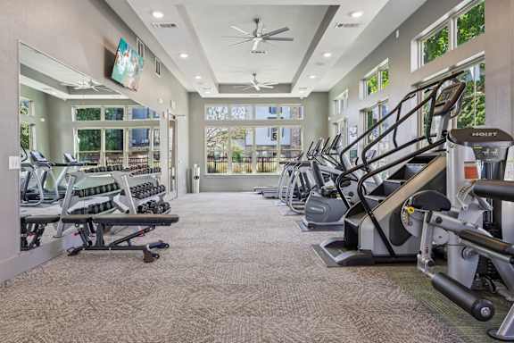 gym with other exercise equipment at Vine + Vail Townhomes and Apartments, Grapevine, TX