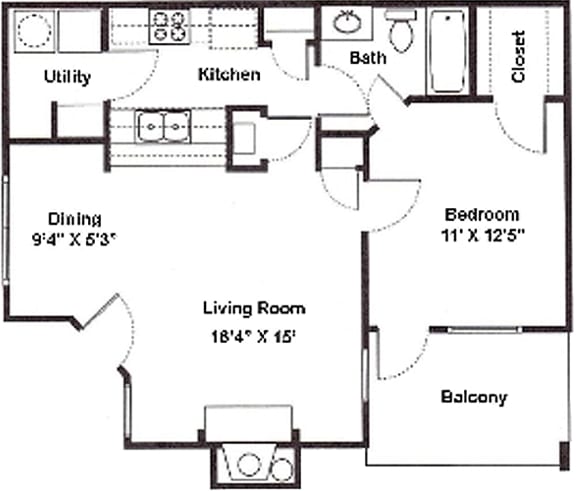 A1 Floor Plan at Knox Allen Station, Allen