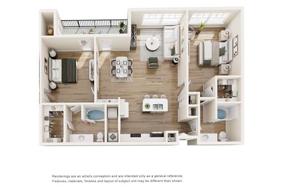 A floor plan of a small apartment with a kitchen, living room, and bathroom.