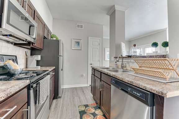 Kitchen Space at The Brazos Apartments, Dallas, TX, 75287