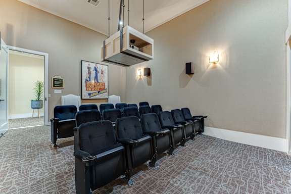 Communal Movie Theater at The Brazos Apartments, Dallas