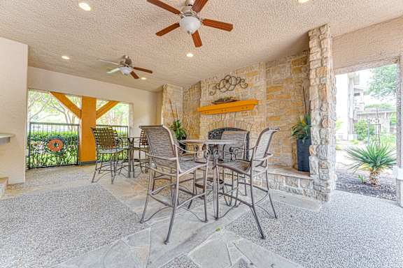 Covered Patio at The Brazos Apartments, Dallas, 75287
