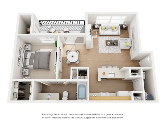 Miramar Floor Plan 1 Bed 1 Bath, 781 Sq. Ft.