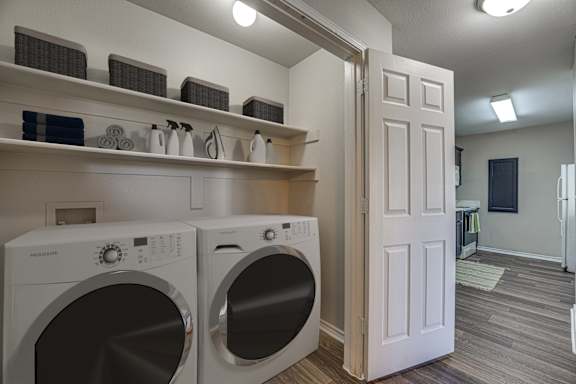 Laundry room at Cleburne Terrace Apartments, Cleburne, TX
