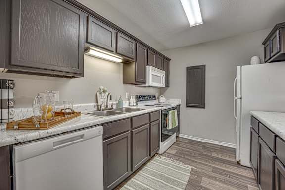 Kitchen with dishwasher at Cleburne Terrace Apartments, Cleburne, TX, 76033