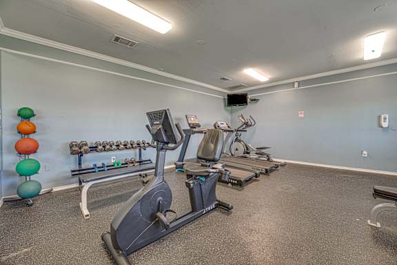 Gym with treadmills at Cleburne Terrace Apartments, Cleburne, 76033