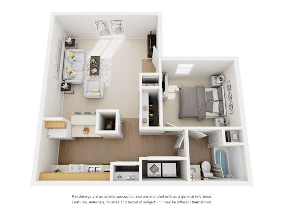1Bed 1Bath Floor Plan at Cleburne Terrace Apartments, Cleburne, TX