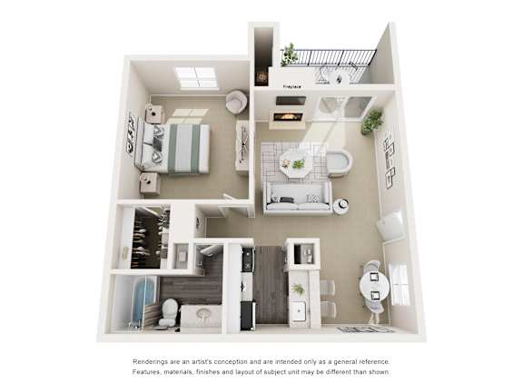 Floor Plan  1 bed 1 bath Floorplan A at Copper Hill Apartments, Bedford