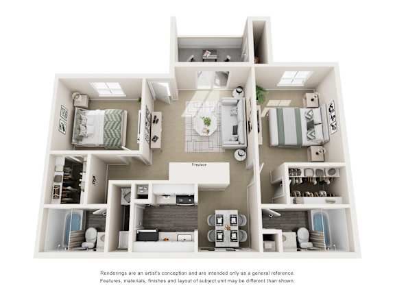 2 bed 2 bath Floorplan at Copper Hill Apartments, Bedford 76021