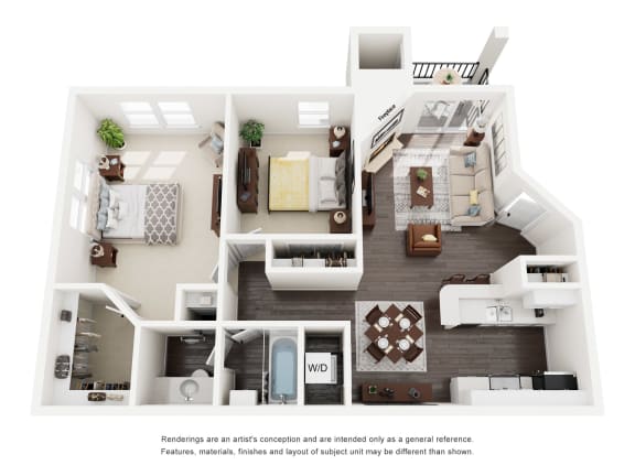 Monterey 2 Bed | 1 Bath | 923 Sq. Ft. at Delray Apartments, Houston, TX
