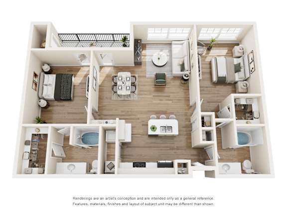 B1A Floor Plan at Easton Apartments, Dallas, Texas