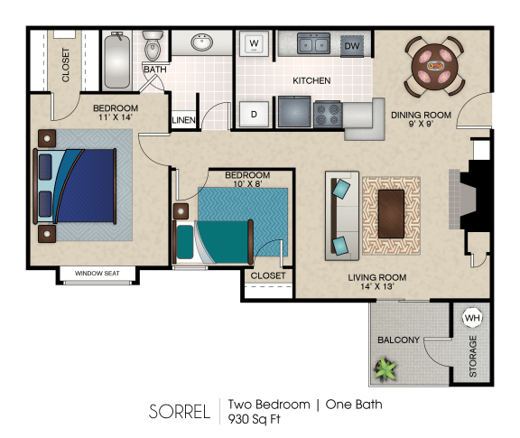 2 bedroom 1 bath at Indian Creek Apartments, Carrollton, 75007