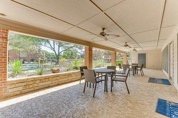 Covered Patio at Indian Creek Apartments, Texas