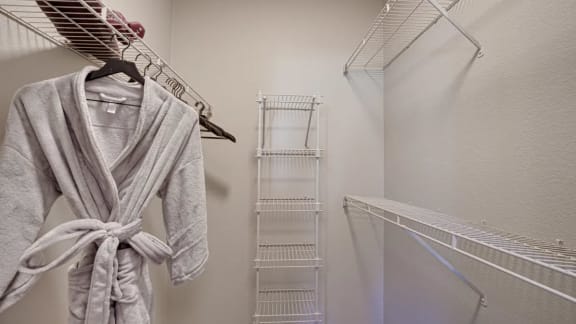 large closet view at Carmel Creekside Apartments Fort Worth, TX 76137