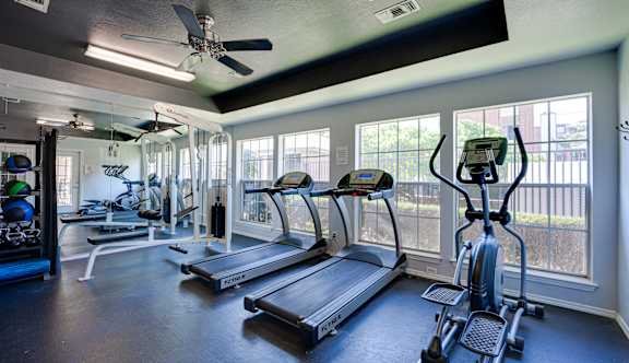 gym with well maintained machines at Paces Crossing, Denton Texas