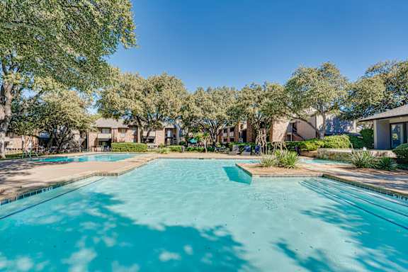 Long rectangular pool at Southern Oaks, Fort Worth
