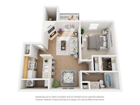 Greenwich  1 Bed 1 Bath Sq. Ft.: 662 Floor Plan at The Manhattan Apartments, Dallas, TX, 75252