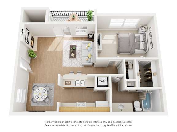 Hudson 1 Bed 1 Bath Sq. Ft.: 693 Floor Plan at The Manhattan Apartments, Dallas, TX, 75252