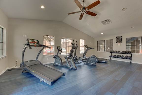 spacious home gym at Timberglen Apartments, Dallas Texas