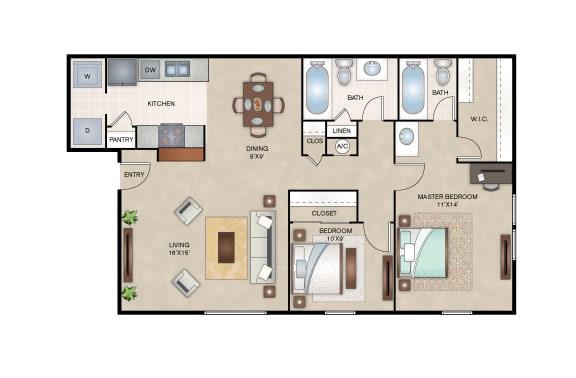 Willow floor plan layout at Arbors of Corsicana Apartments