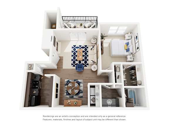 The Cedar Floor Plan  1 Bed 1 Bath 668 Sq. Ft. Floor Plan at Wilson Crossing, Cedar Hill, TX, 75104