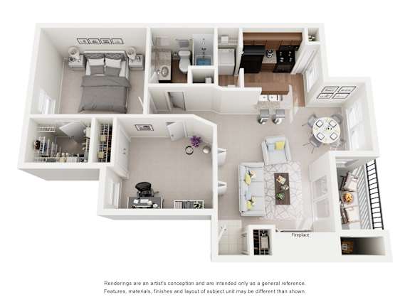 Cedar 2 Bed 1 Bath 820 Sq. Ft. Floor Plans at Woodland Hills, Irving, TX, 75062